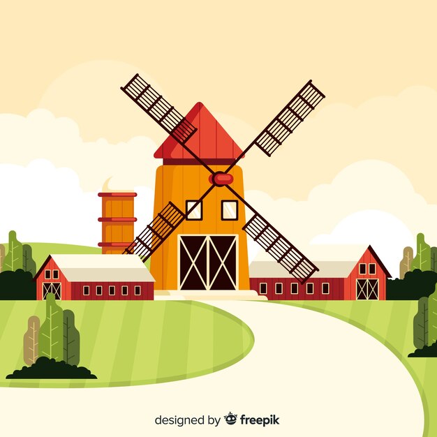 Paisaje de granja en dibujo animado