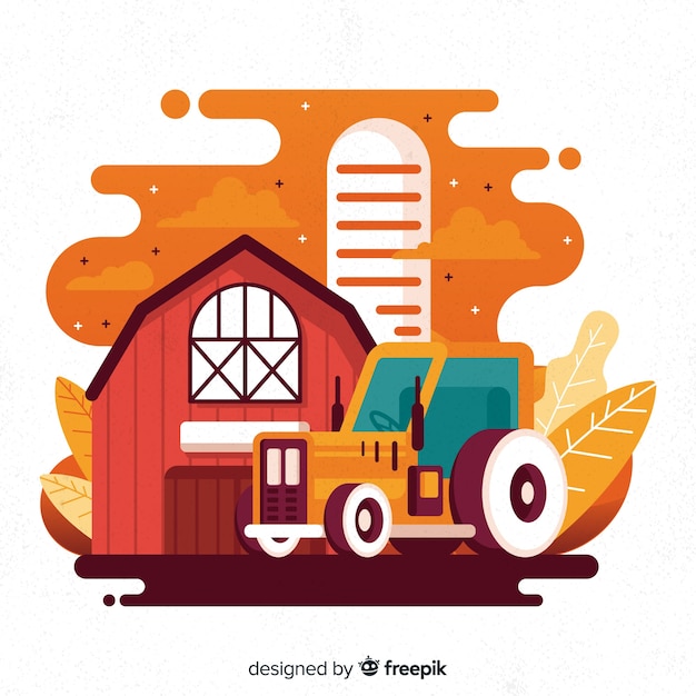 Paisaje de granja en estilo de dibujo animado