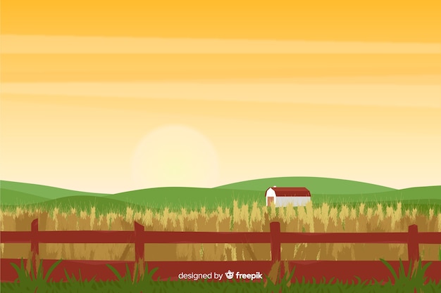 Vector gratuito paisaje de granja