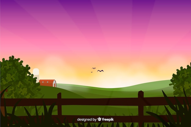 Vector gratuito paisaje de granja