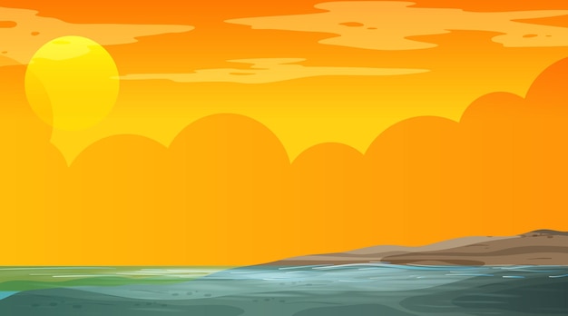 Vector gratuito paisaje inundado en blanco en la escena del atardecer