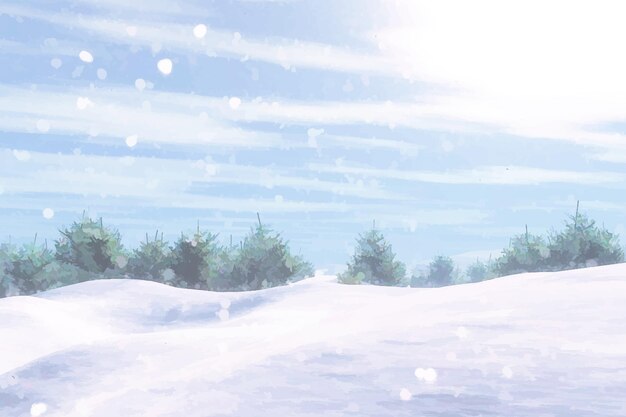 Paisaje invernal en acuarela