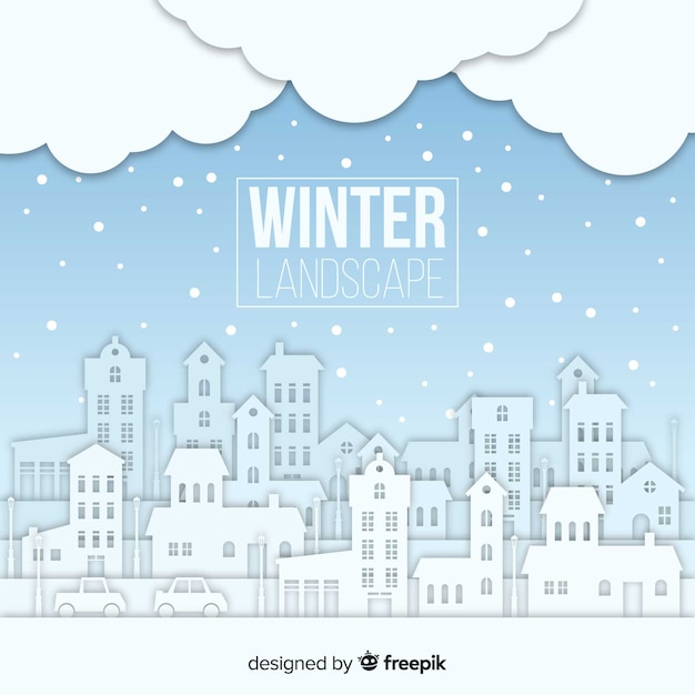 Vector gratuito paisaje invernal adorable con diseño plano