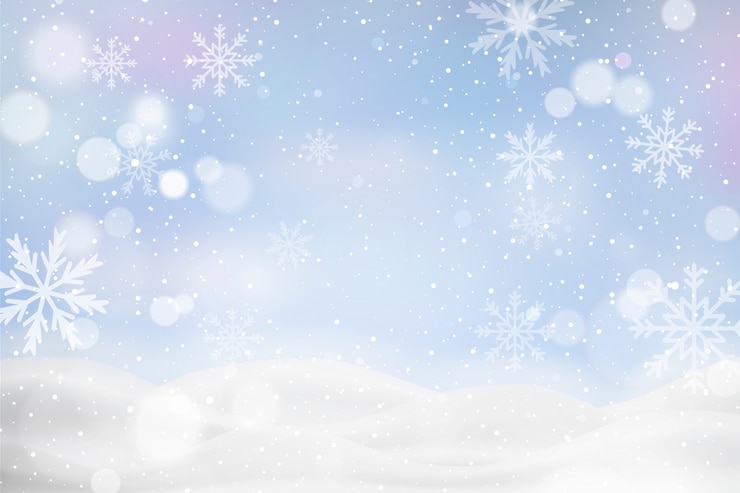 Vector gratuito paisaje invernal sin enfoque con copos de nieve
