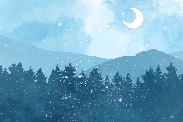 Paisaje de invierno en acuarela