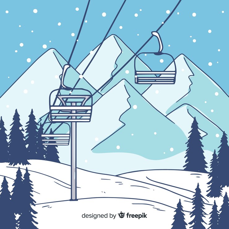 Vector gratuito paisaje de invierno dibujado a mano