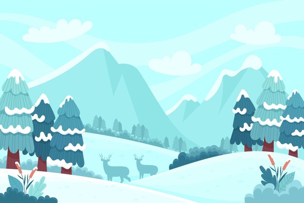 Paisaje de invierno dibujado a mano