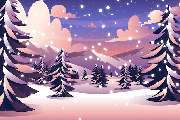 Vector gratuito paisaje de invierno dibujado a mano