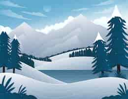 Vector gratuito paisaje de invierno dibujado a mano