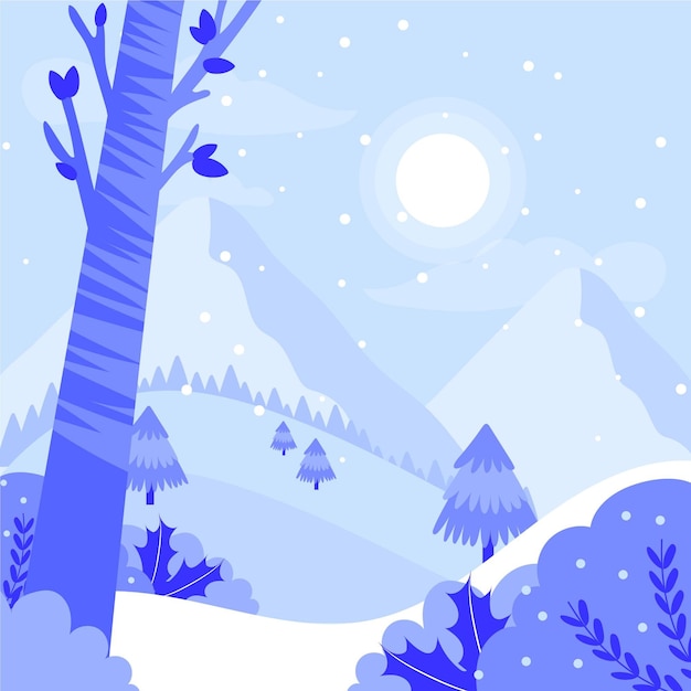 Vector gratuito paisaje de invierno dibujado a mano