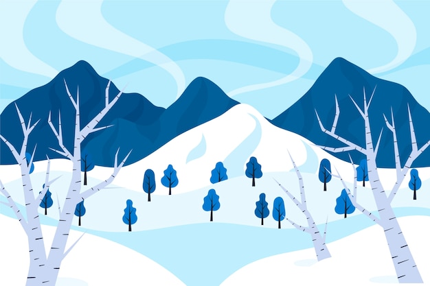 Vector gratuito paisaje de invierno de diseño plano dibujado a mano