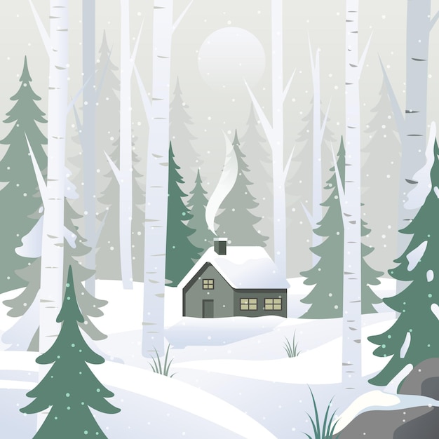 Paisaje de invierno de diseño plano