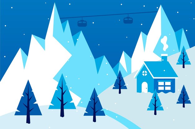 Paisaje de invierno de diseño plano