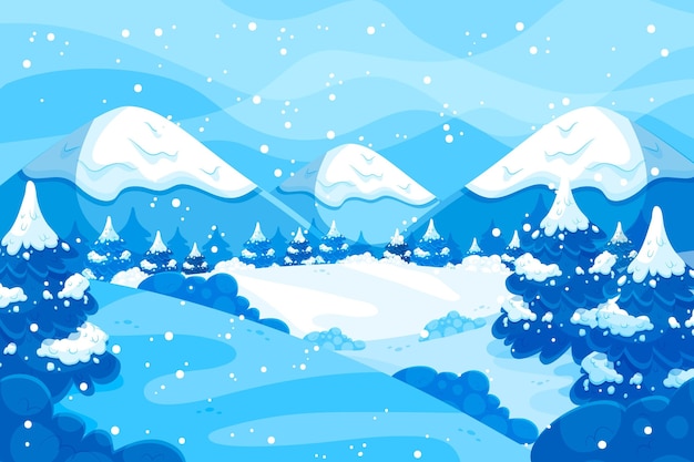 Paisaje de invierno de diseño plano