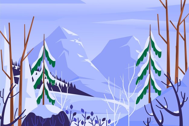 Paisaje de invierno de diseño plano