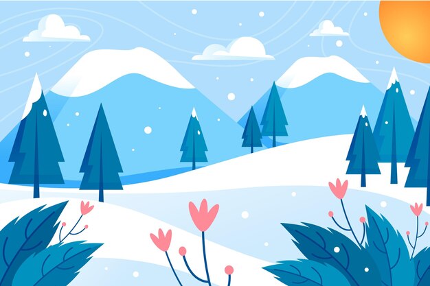 Paisaje de invierno de diseño plano