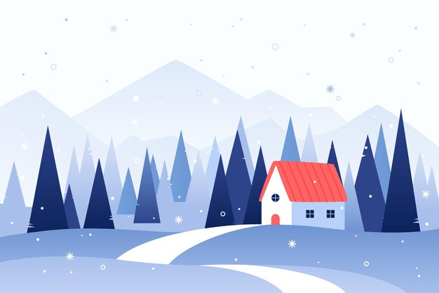 Paisaje de invierno de diseño plano