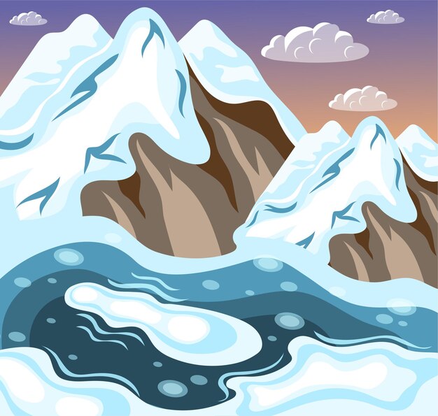 paisaje de invierno montañas nevadas