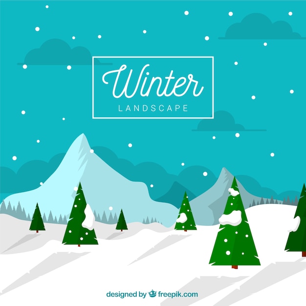 Vector gratuito paisaje de invierno con pinos