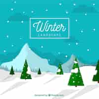 Vector gratuito paisaje de invierno con pinos