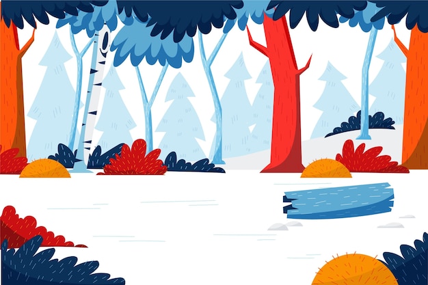 Vector gratuito paisaje de invierno plano dibujado a mano