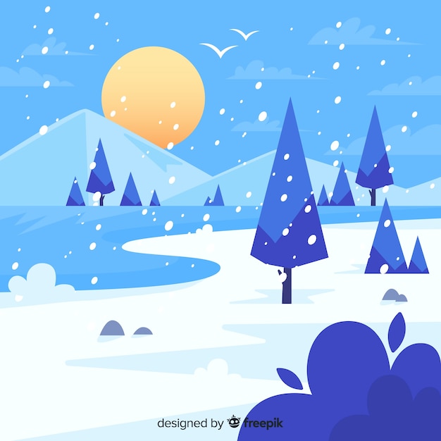 Vector gratuito paisaje invierno plano