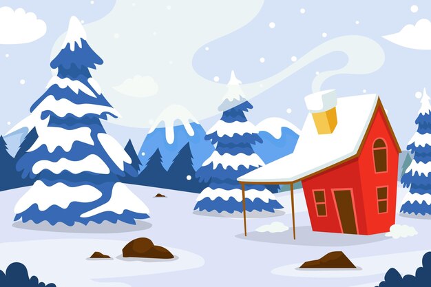 Paisaje de invierno plano