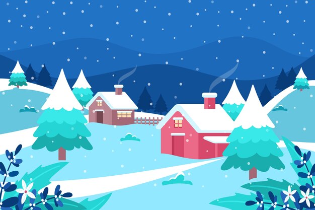 Paisaje de invierno plano