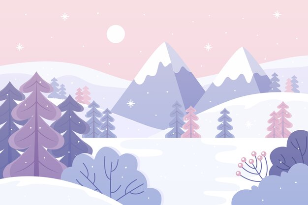 Paisaje de invierno plano