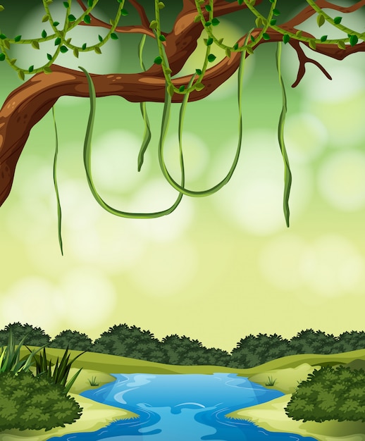 Vector gratuito un paisaje de jungla natural.