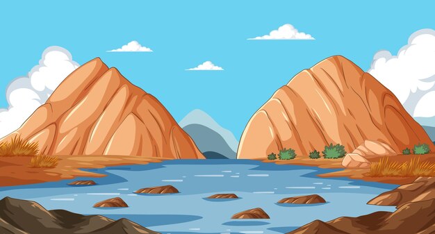 Paisaje del lago de las montañas serenas