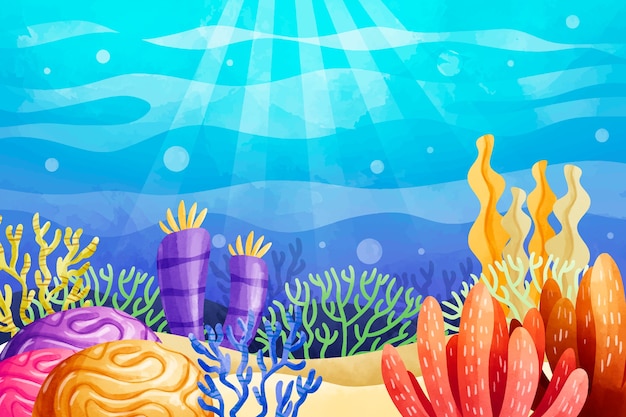 Vector gratuito paisaje de mar de estilo de dibujos animados