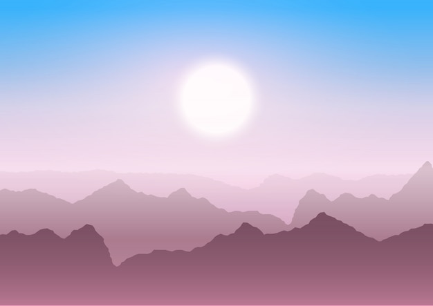 Vector gratuito paisaje de montaña al atardecer