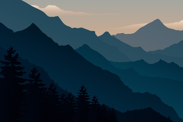 Paisaje de montaña degradado