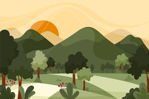 Vector gratuito paisaje de montaña dibujado a mano