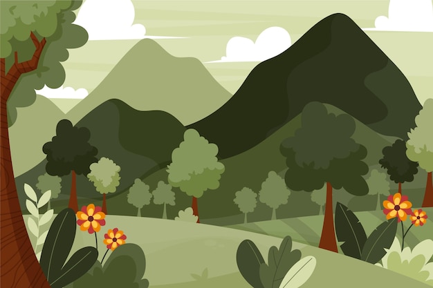 Paisaje de montaña dibujado a mano