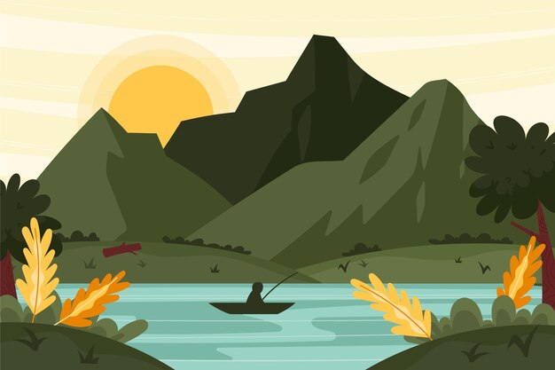 Paisaje de montaña dibujado a mano