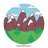 Vector gratuito paisaje de montaña de dibujos