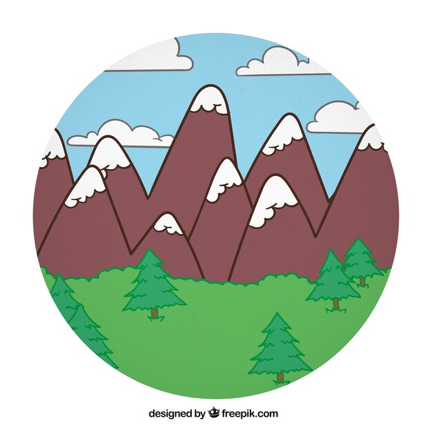 Paisaje de montaña de dibujos