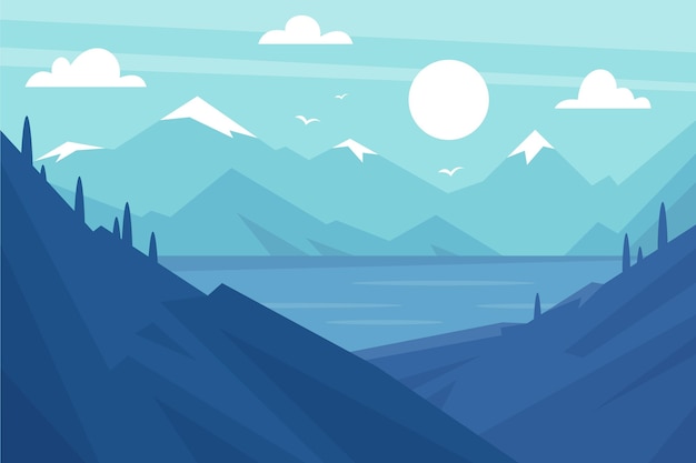 Vector gratuito paisaje de montaña de diseño plano