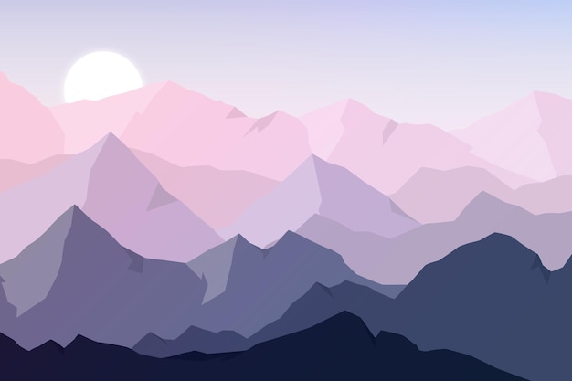 Paisaje de montaña de diseño plano