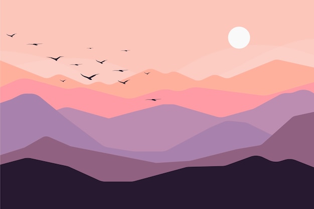 Vector gratuito paisaje de montaña de diseño plano