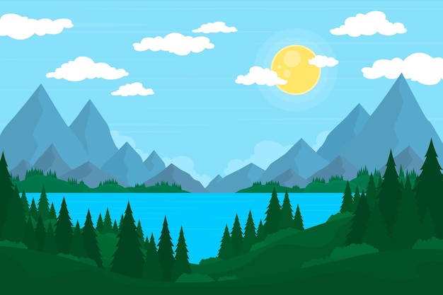 Vector gratuito paisaje de montañas dibujadas a mano