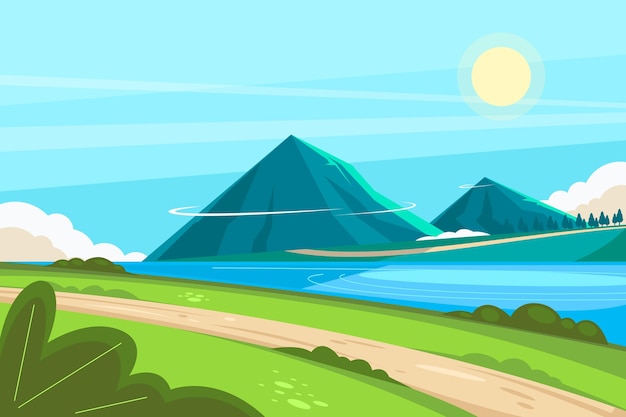 Vector gratuito paisaje de montañas dibujadas a mano