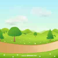 Vector gratuito paisaje natural con árboles