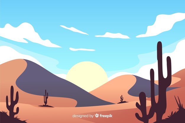 Paisaje natural del desierto con sol