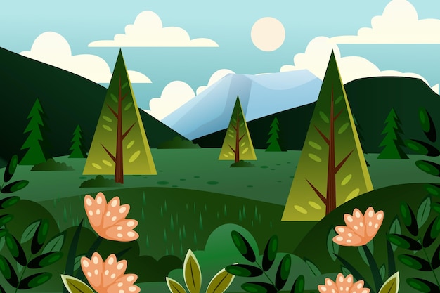 Vector gratuito paisaje natural - fondo para videoconferencia