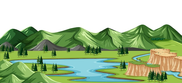 Vector gratuito un paisaje de naturaleza verde.