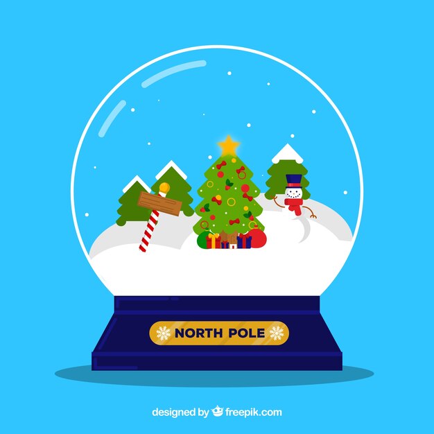 Paisaje navideño dentro de una bola