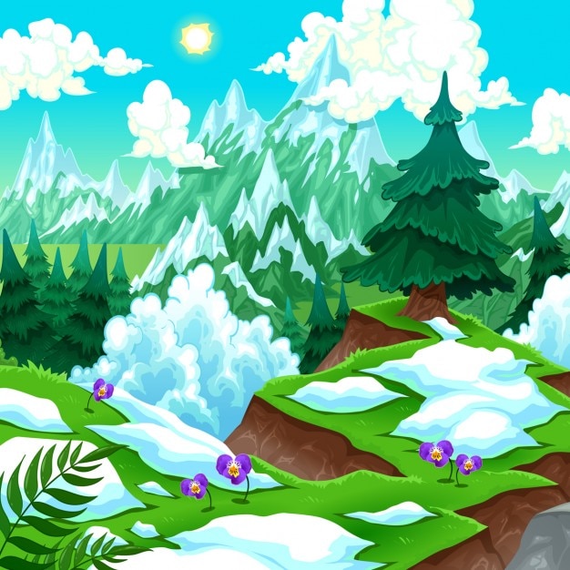 Vector gratuito paisaje nevado